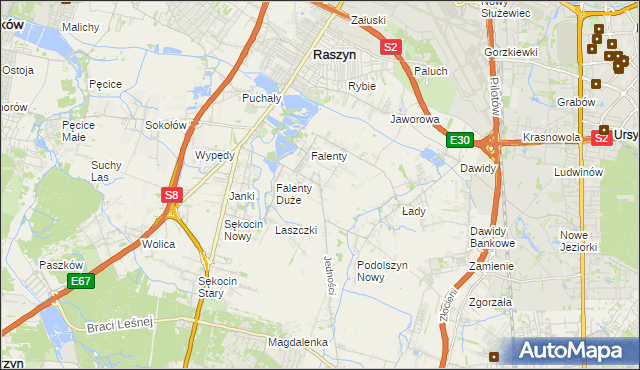 mapa Falenty Nowe, Falenty Nowe na mapie Targeo