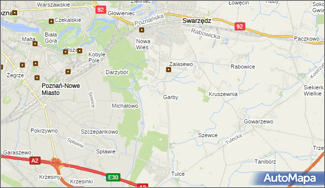 mapa Garby gmina Swarzędz, Garby gmina Swarzędz na mapie Targeo