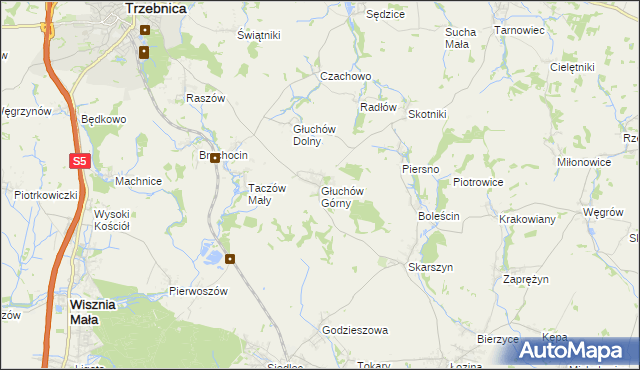 mapa Głuchów Górny, Głuchów Górny na mapie Targeo
