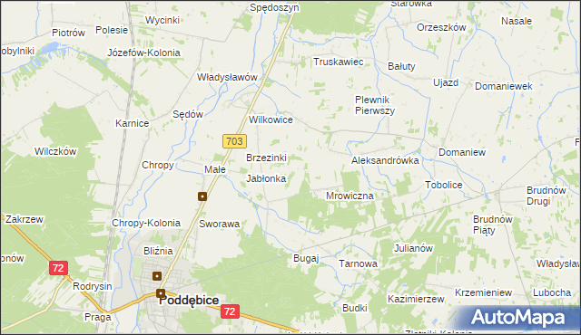 mapa Golice gmina Poddębice, Golice gmina Poddębice na mapie Targeo