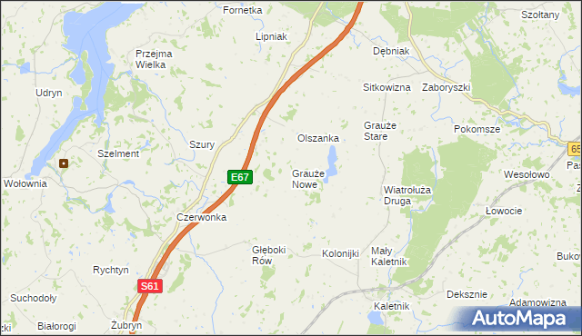 mapa Grauże Nowe, Grauże Nowe na mapie Targeo