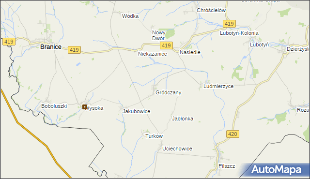 mapa Gródczany, Gródczany na mapie Targeo