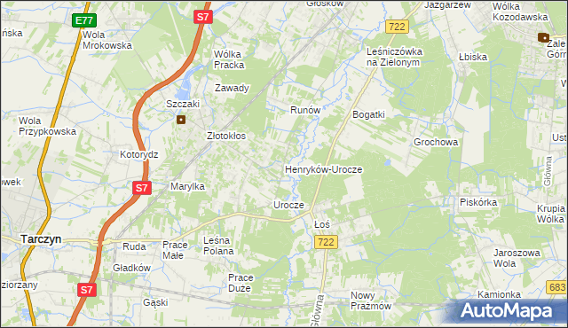 mapa Henryków-Urocze, Henryków-Urocze na mapie Targeo