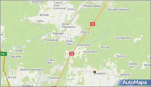 mapa Horodnianka gmina Czarna Białostocka, Horodnianka gmina Czarna Białostocka na mapie Targeo