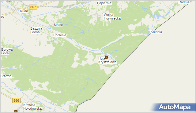 mapa Huta Kryształowa, Huta Kryształowa na mapie Targeo