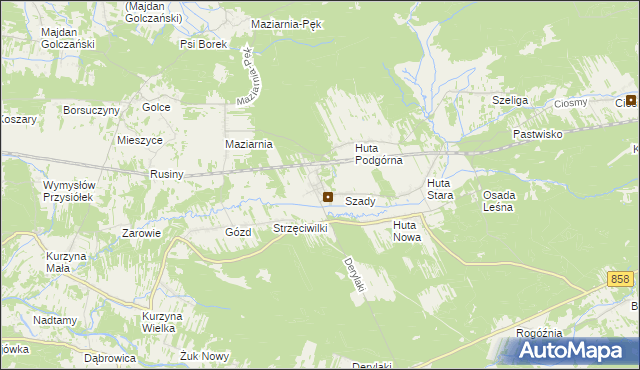 mapa Huta Krzeszowska, Huta Krzeszowska na mapie Targeo