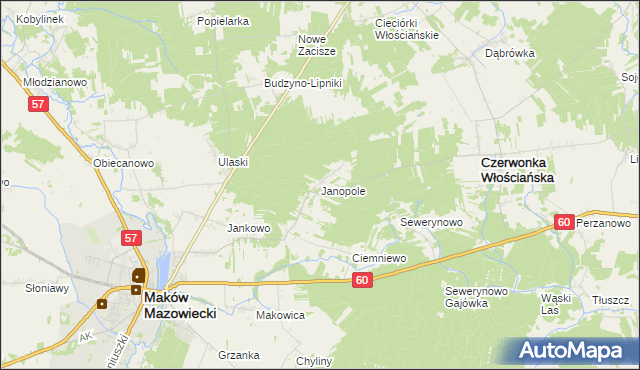 mapa Janopole gmina Czerwonka, Janopole gmina Czerwonka na mapie Targeo