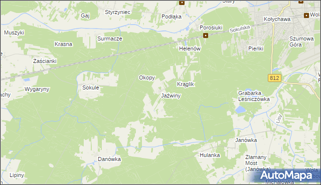 mapa Jaźwiny gmina Biała Podlaska, Jaźwiny gmina Biała Podlaska na mapie Targeo