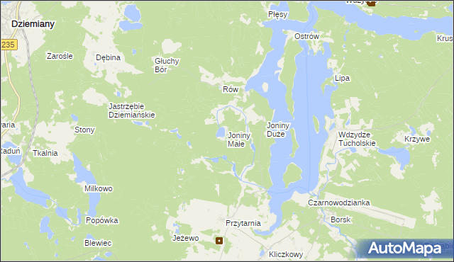 mapa Joniny Małe, Joniny Małe na mapie Targeo