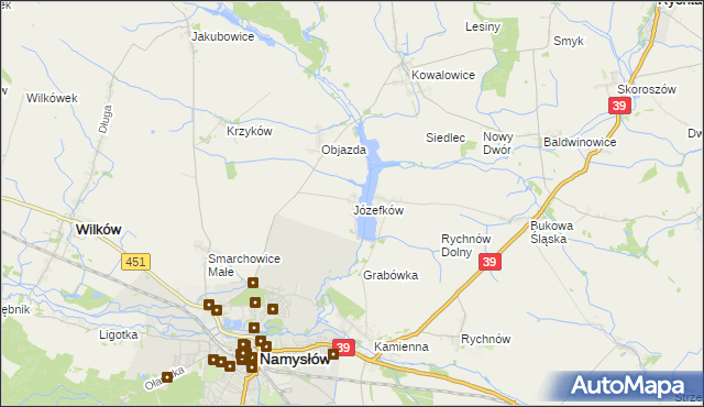 mapa Józefków gmina Namysłów, Józefków gmina Namysłów na mapie Targeo