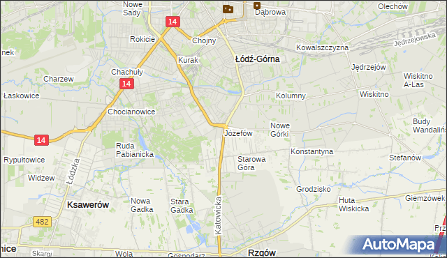 mapa Józefów gmina Łódź, Józefów gmina Łódź na mapie Targeo