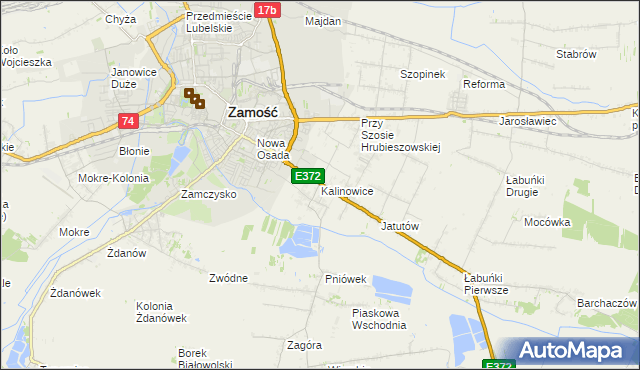 mapa Kalinowice gmina Zamość, Kalinowice gmina Zamość na mapie Targeo