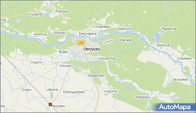 mapa Karczemka gmina Obrzycko, Karczemka gmina Obrzycko na mapie Targeo