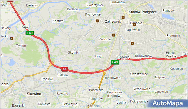 mapa Kliny gmina Kraków, Kliny gmina Kraków na mapie Targeo