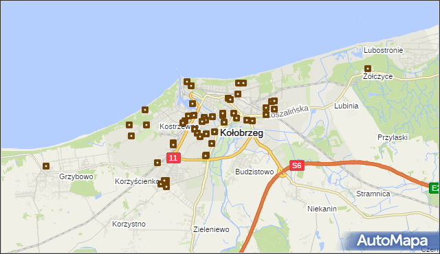 mapa Kołobrzegu, Kołobrzeg na mapie Targeo