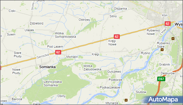 mapa Kręgi gmina Somianka, Kręgi gmina Somianka na mapie Targeo