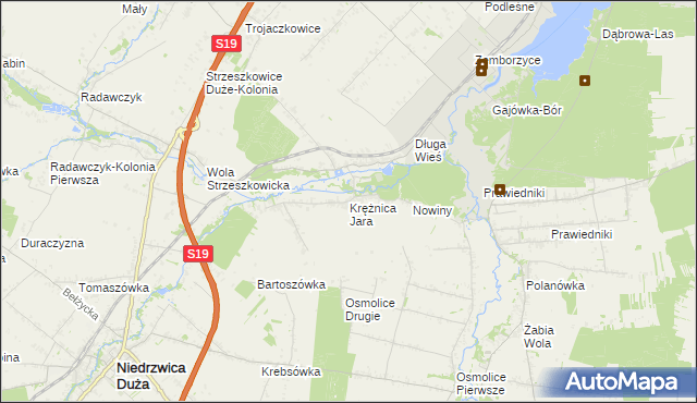 mapa Krężnica Jara, Krężnica Jara na mapie Targeo