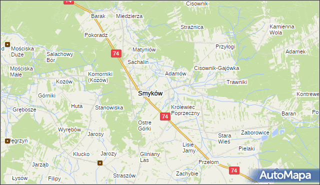 mapa Królewiec gmina Smyków, Królewiec gmina Smyków na mapie Targeo