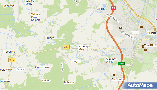 mapa Krzeczyn Mały, Krzeczyn Mały na mapie Targeo