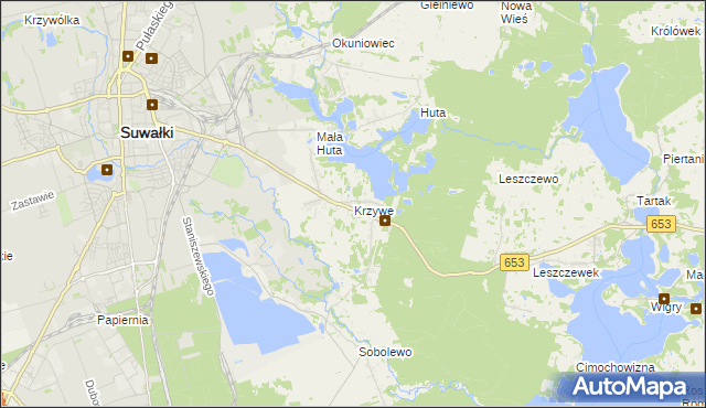 mapa Krzywe gmina Suwałki, Krzywe gmina Suwałki na mapie Targeo