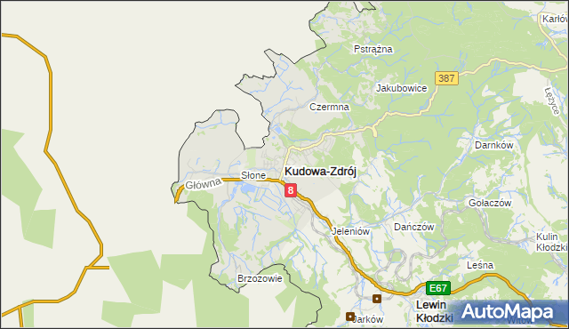 mapa Kudowa-Zdrój, Kudowa-Zdrój na mapie Targeo