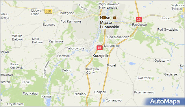 mapa Kurzętnik, Kurzętnik na mapie Targeo