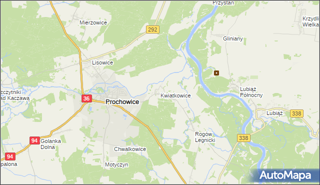 mapa Kwiatkowice gmina Prochowice, Kwiatkowice gmina Prochowice na mapie Targeo