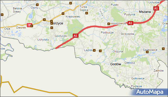 mapa Łaziska gmina Godów, Łaziska gmina Godów na mapie Targeo