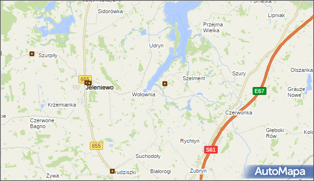 mapa Leszczewo gmina Jeleniewo, Leszczewo gmina Jeleniewo na mapie Targeo