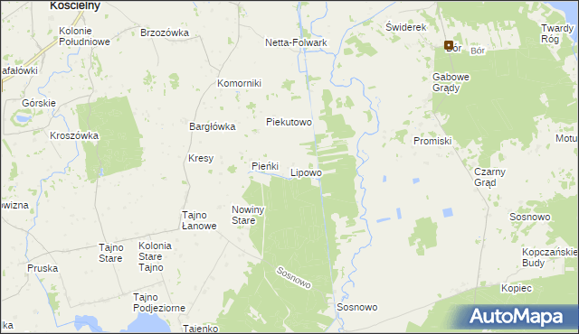 mapa Lipowo gmina Bargłów Kościelny, Lipowo gmina Bargłów Kościelny na mapie Targeo