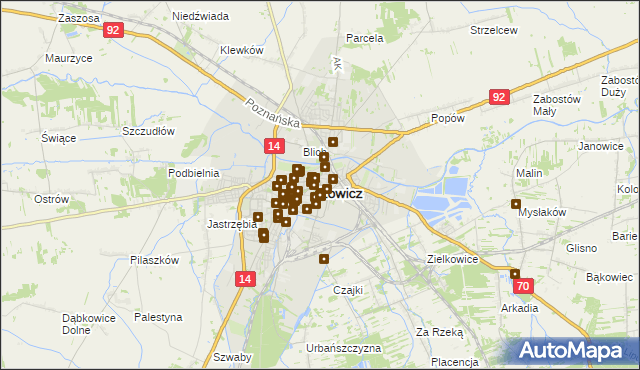 mapa Łowicza, Łowicz na mapie Targeo