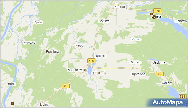 mapa Lubięcin, Lubięcin na mapie Targeo