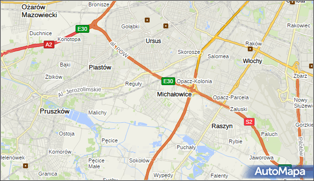 mapa Michałowice powiat pruszkowski, Michałowice powiat pruszkowski na mapie Targeo