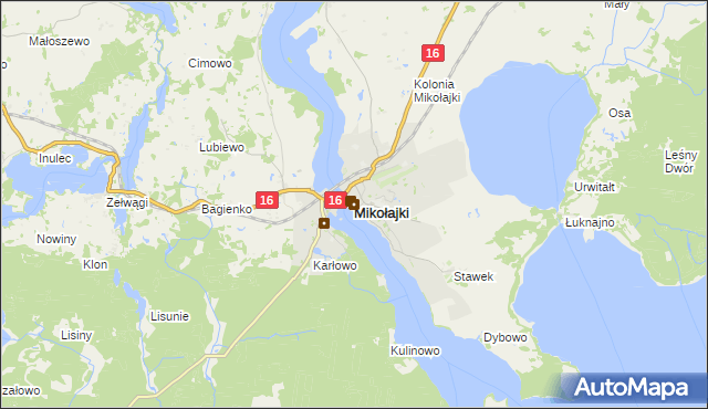 mapa Mikołajki powiat mrągowski, Mikołajki powiat mrągowski na mapie Targeo