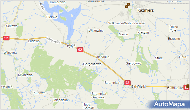 mapa Młodasko, Młodasko na mapie Targeo