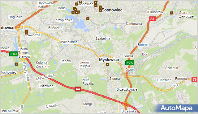 mapa Mysłowice, Mysłowice na mapie Targeo