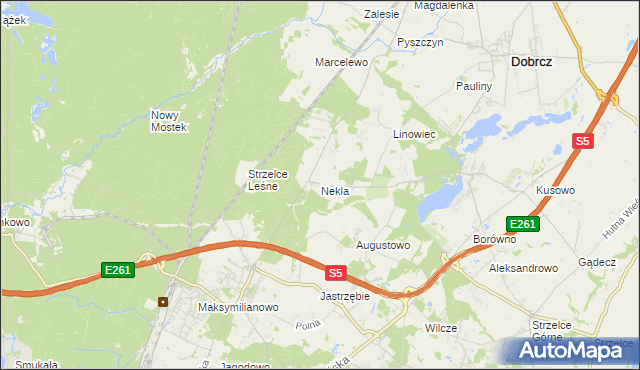 mapa Nekla gmina Dobrcz, Nekla gmina Dobrcz na mapie Targeo