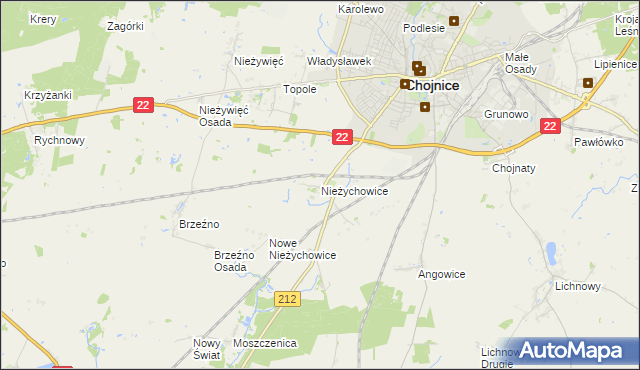 mapa Nieżychowice, Nieżychowice na mapie Targeo
