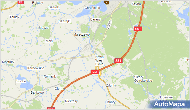 mapa Nowa Wieś Ełcka, Nowa Wieś Ełcka na mapie Targeo