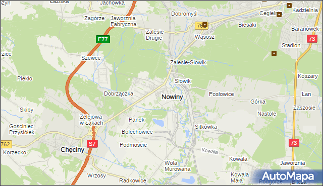 mapa Nowiny gmina Sitkówka-Nowiny, Nowiny gmina Sitkówka-Nowiny na mapie Targeo