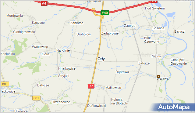 mapa Orły powiat przemyski, Orły powiat przemyski na mapie Targeo