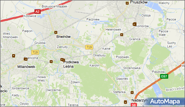 mapa Otrębusy, Otrębusy na mapie Targeo