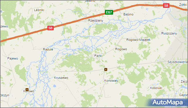 mapa Pańki gmina Choroszcz, Pańki gmina Choroszcz na mapie Targeo