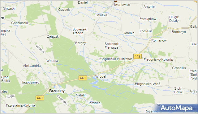 mapa Piegonisko-Pustkowie, Piegonisko-Pustkowie na mapie Targeo