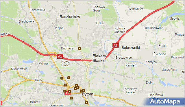 mapa Piekary Śląskie, Piekary Śląskie na mapie Targeo