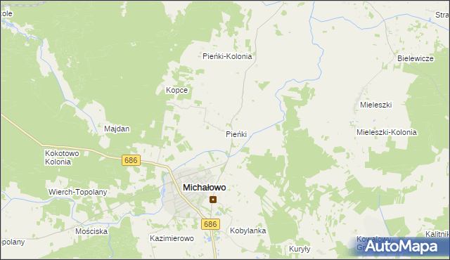 mapa Pieńki gmina Michałowo, Pieńki gmina Michałowo na mapie Targeo