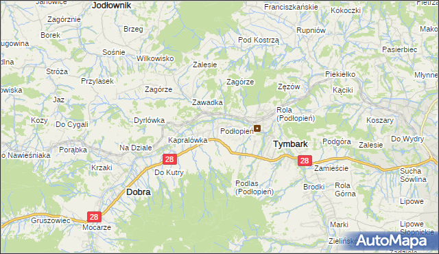 mapa Podłopień, Podłopień na mapie Targeo