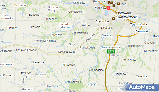 mapa Podszkodzie, Podszkodzie na mapie Targeo