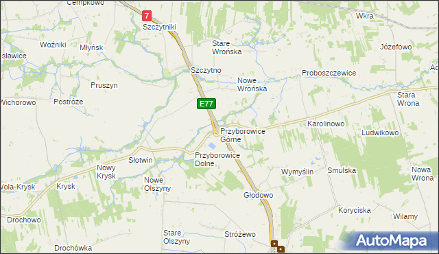 mapa Przyborowice Górne, Przyborowice Górne na mapie Targeo