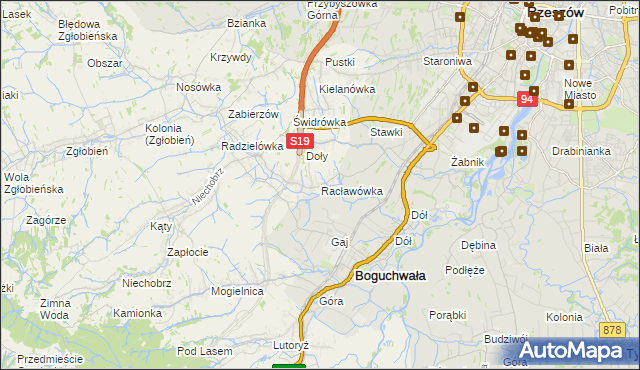 mapa Racławówka, Racławówka na mapie Targeo